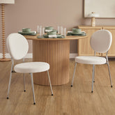 Dora Set of 2 Dining Chairs Chrome and Cream