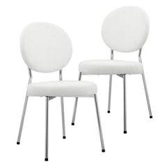 Dora Set of 2 Dining Chairs Chrome and Cream
