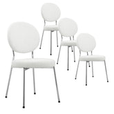 Dora Set of 4 Dining Chairs Chrome and Cream