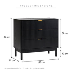 Apia Chest of 3 Drawers Black