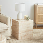 Lucia Travertine Look Side Table