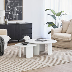 Taupo Coffee Tables Set of 2 Curved Legs White