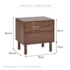 Norquay Bedside Table Walnut (Set of 2)