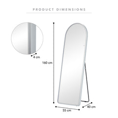 Luna 160cm Standing Arch Front Illuminated Mirror Silver