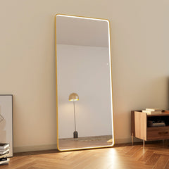 Luna 180cm Rectangle Front Illuminated Mirror Gold