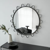 Aria Wavey 90cm Round Mirror Black