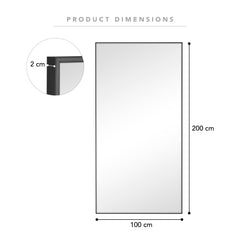 Elle XXL 200cm Rectangle Mirror Black