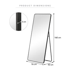 Elle 160cm Rectangle Mirror Black