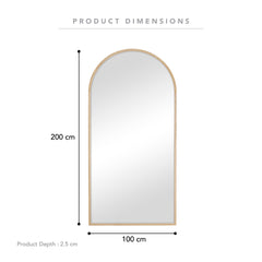Oakleigh 200cm Arch Solid Oak Mirror Natural