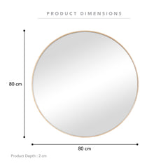 Oakleigh 80cm Round Solid Oak Mirror Natural
