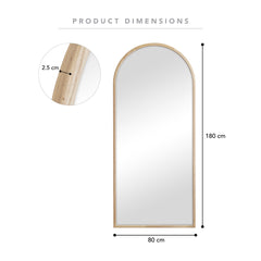 Oakleigh 180cm Arch Solid Oak Mirror Natural