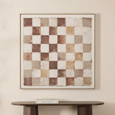 Neutral Checker Wall Art 100x100cm