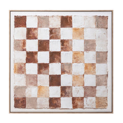 Neutral Checker Wall Art 100x100cm