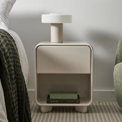 Charlie Gloss Bedside Table Cream (Set of 2)
