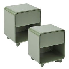 Charlie Gloss Bedside Table Green (Set of 2)