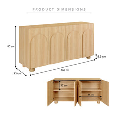 Kaari 4 Door Sideboard Natural (160cm)