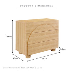 Kaari Chest of 3 Drawers Natural