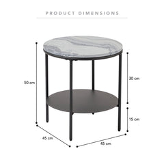 Fernando Marble and Metal Side Table Black
