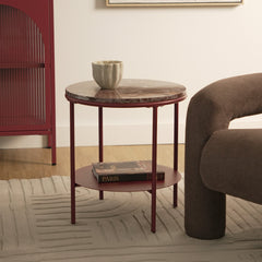 Fernando Marble and Metal Side Table Red