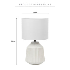 Pleat Modern Ceramic Table Lamp White
