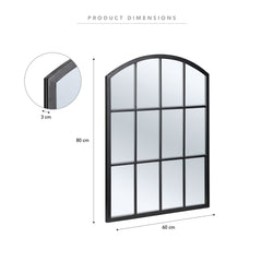 Marais 80cm Arch Top Iron Indoor Outdoor Mirror Black