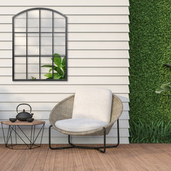Marais 80cm Arch Top Iron Indoor Outdoor Mirror Black