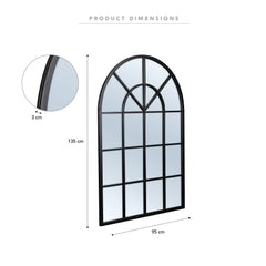 Grace 135cm Large Arch Iron Indoor Outdoor Mirror Black