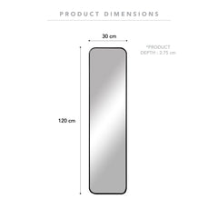 Elle 120cm Rectangle Leaning Wall Mirror Black