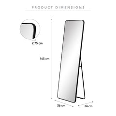 Elle 165cm Rectangle Standing Full Length Mirror Black