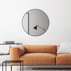 Linda 90cm Round Wall Mirror Black