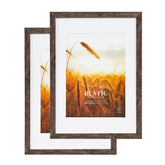 Set Of 2 29.7x42cm Mat to 21x29.7cm Premium Rustic Wooden Photo Frame