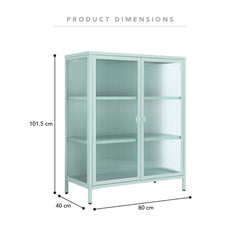 Ella 2 Door Modern Metal Cabinet Sage