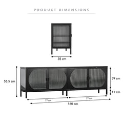 Eve Modern Metal Entertainment Unit Black (160cm)