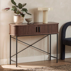 Haven Sliding Door Console Table Walnut (100cm)