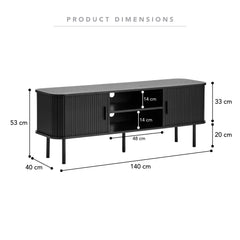 Haven Sliding Door Entertainment Unit Black (140cm)