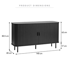 Haven Sliding Door Sideboard Black (140cm)