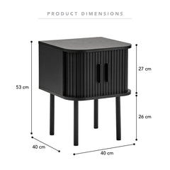 Haven Sliding Door Bedside Table Black