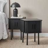 Haven Sliding Door Bedside Table Black (Set of 2)