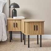 Haven Sliding Door Bedside Table Natural (Set of 2)