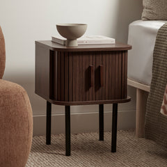 Haven Sliding Door Bedside Table Walnut