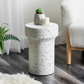 Leon Terrazzo Side Table Stool Speckle White