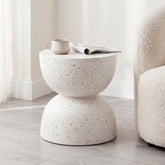 Lisbon Terrazzo Side Table Stool Speckle White