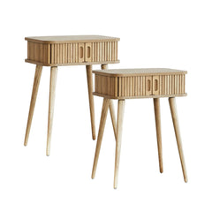 Curve Bedside Table Natural (Set of 2)