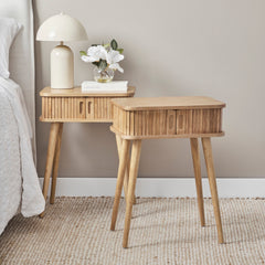 Curve Bedside Table Natural (Set of 2)