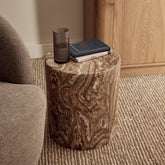 Forster Marble Look Side Table Brown