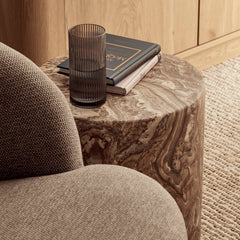 Forster Marble Look Side Table Brown
