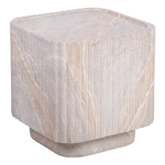 Silvi Travertine Look Side Table White