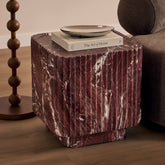 Silvi Marble Look Side Table Red