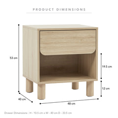 Davis Bedside Table Oak (Set of 2)