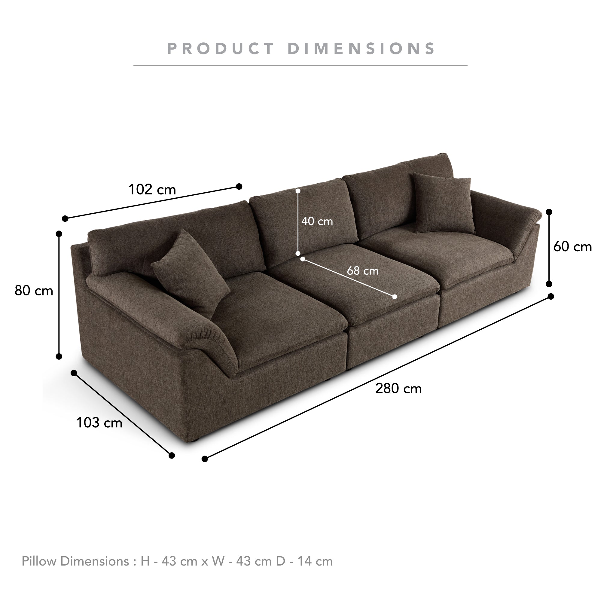 Emery 3 Seater Modular Sofa
